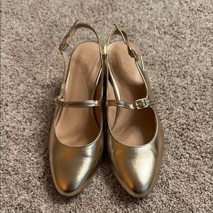 LOFT Women's Gold Mary Jane Shoes 8.5